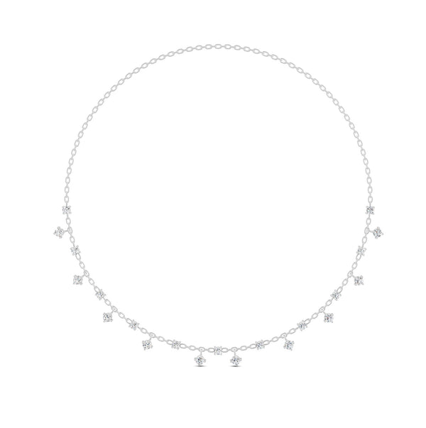 0.76 Ct Round Cut Moissanite Minimalist Chain Necklace In 14K Yellow Gold Plated