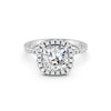 2.09 Ct Cushion & Round Cut Moissanite Engagement Ring 14K Gold Plated