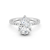 2.09Ct Pear Cut Moissanite Hidden Halo Engagement Ring 14K Gold Plated