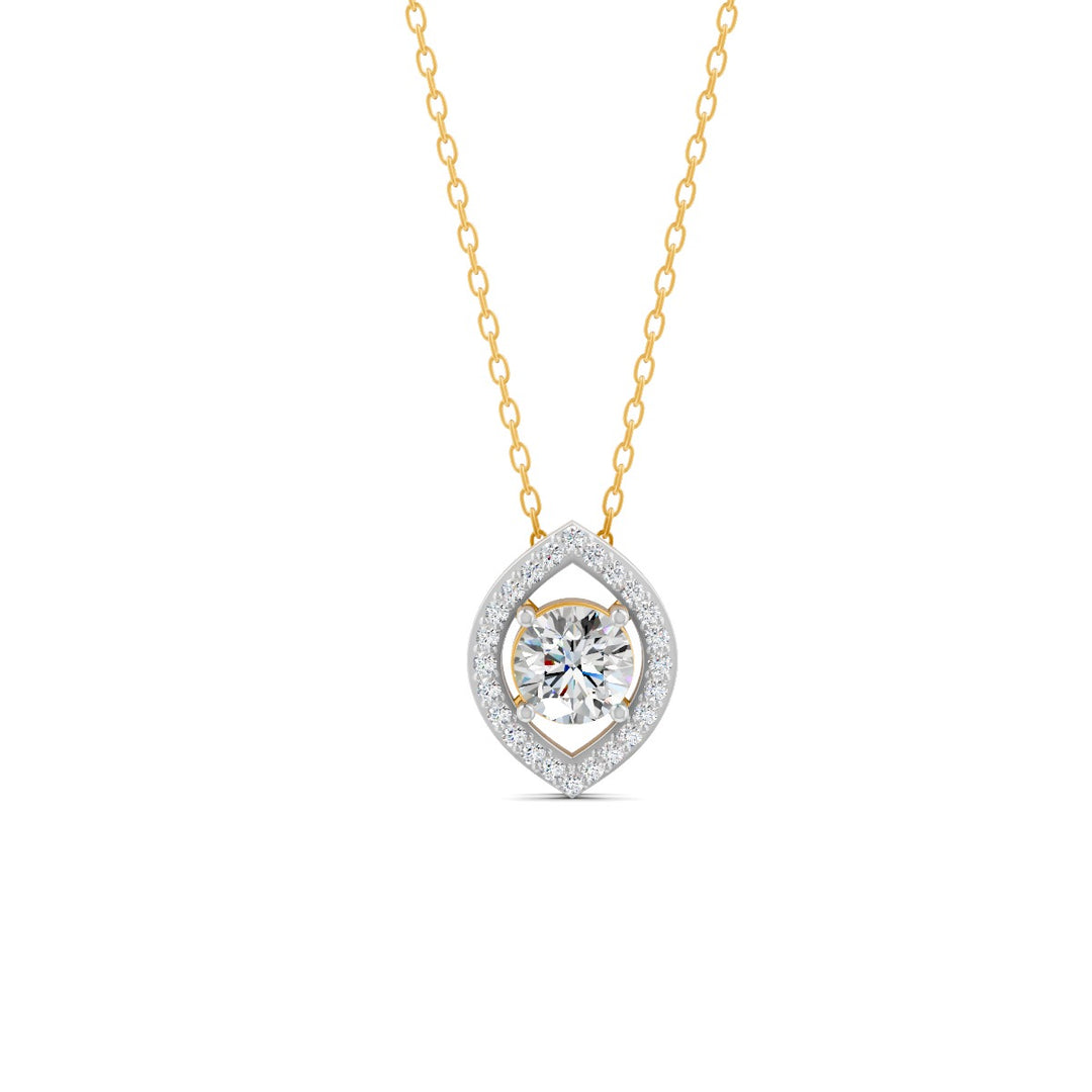 0.56 Ct Round Cut Moissanite Women's Cluster Necklace Pendant 14K Gold Plated