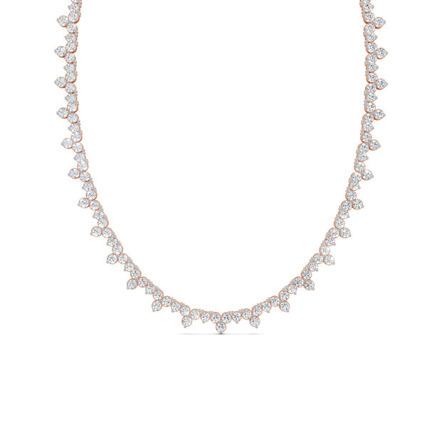 16.90 Ct Round Cut Moissanite Floral Cluster Tennis Necklace 14K Yellow Gold Plated