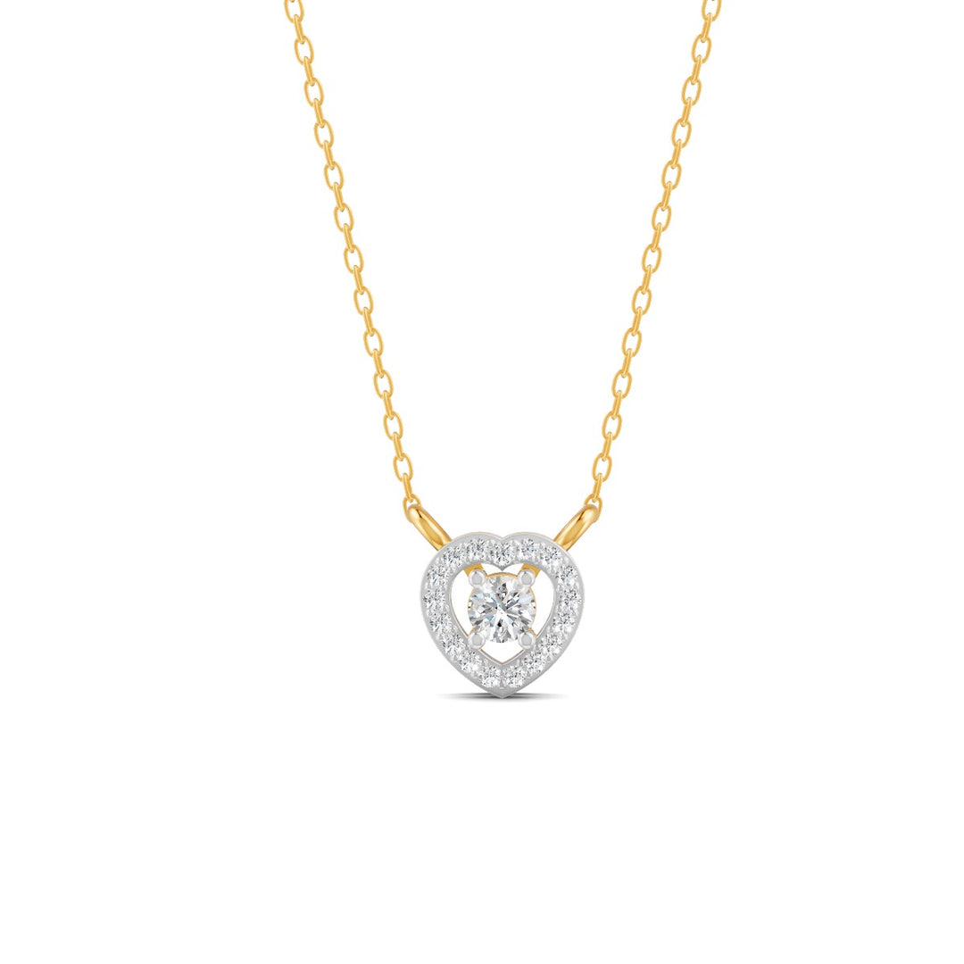 0.17 Ct Round Cut Moissanite Women's Heart Necklace Pendant 14K Gold Plated