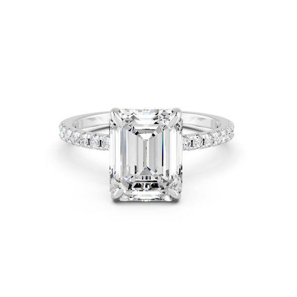 2.80Ct Emerald & Round Cut Moissanite Engagement Ring 14K Gold Plated