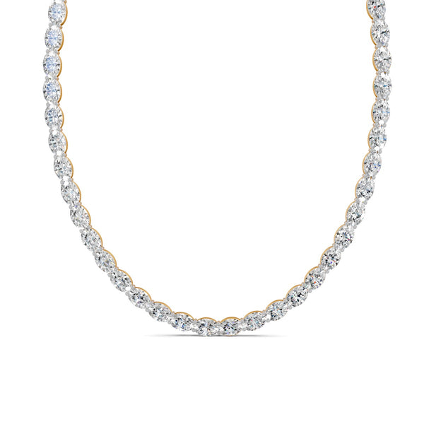 6.20 Ct Oval Cut Moissanite Tennis Necklace 14K Yellow Gold Plated