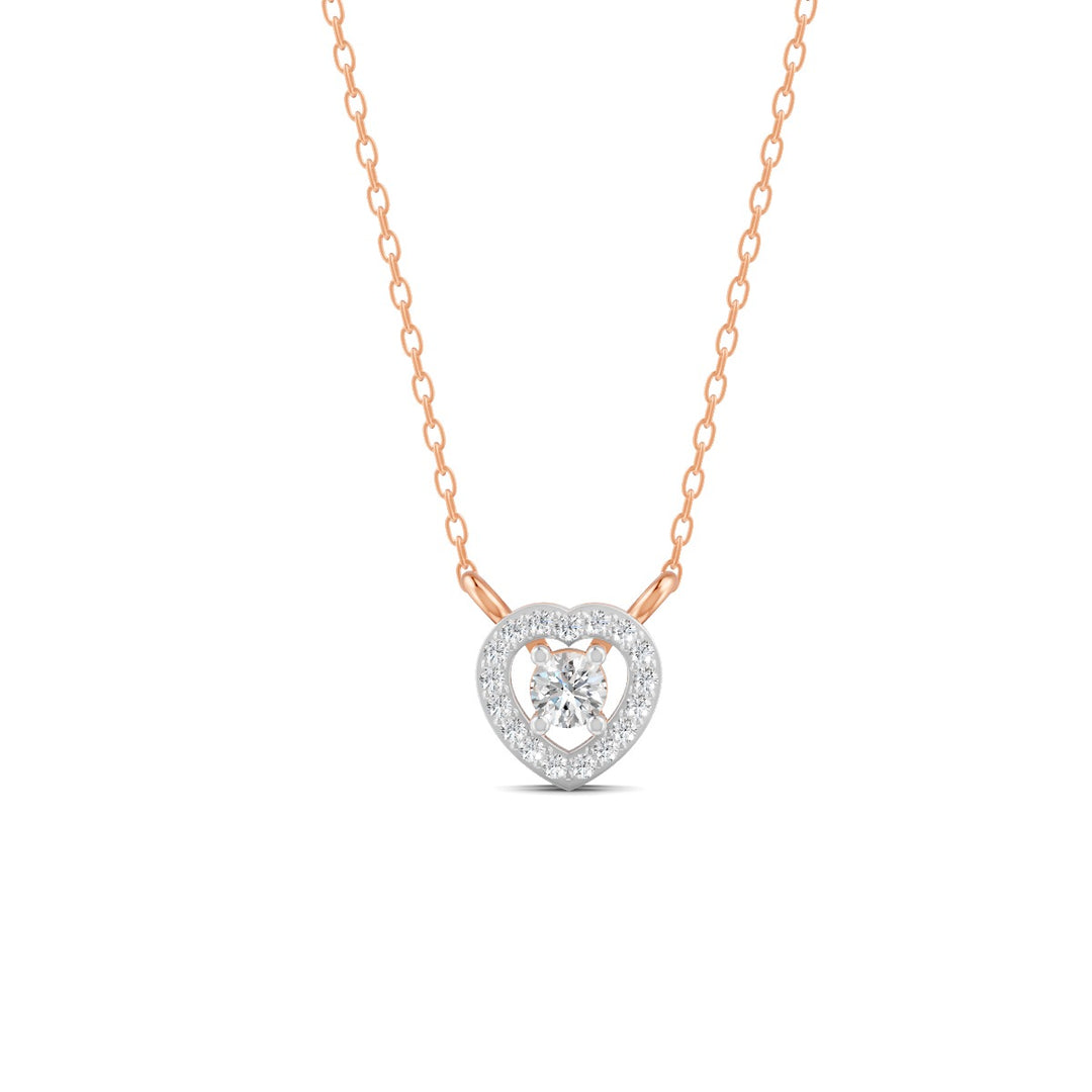 0.17 Ct Round Cut Moissanite Women's Heart Necklace Pendant 14K Gold Plated