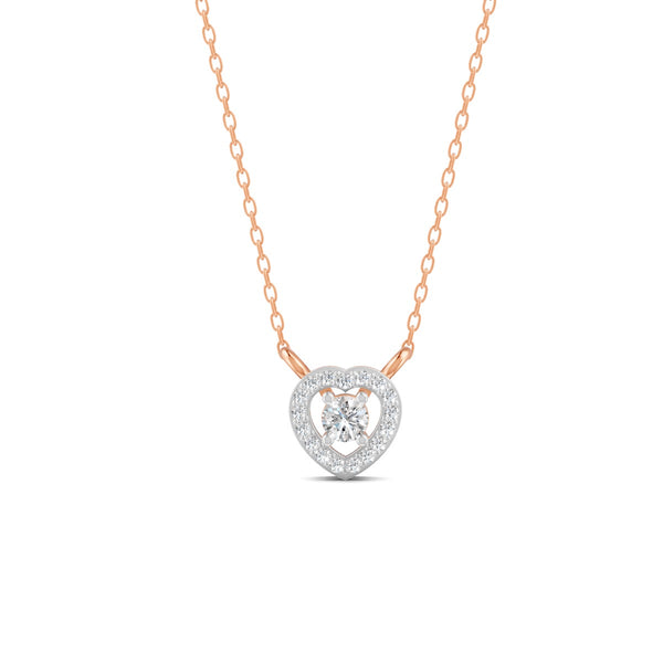 0.17 Ct Round Cut Moissanite Women's Heart Necklace Pendant 14K Gold Plated