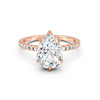2.09Ct Pear Cut Moissanite Hidden Halo Engagement Ring 14K Gold Plated