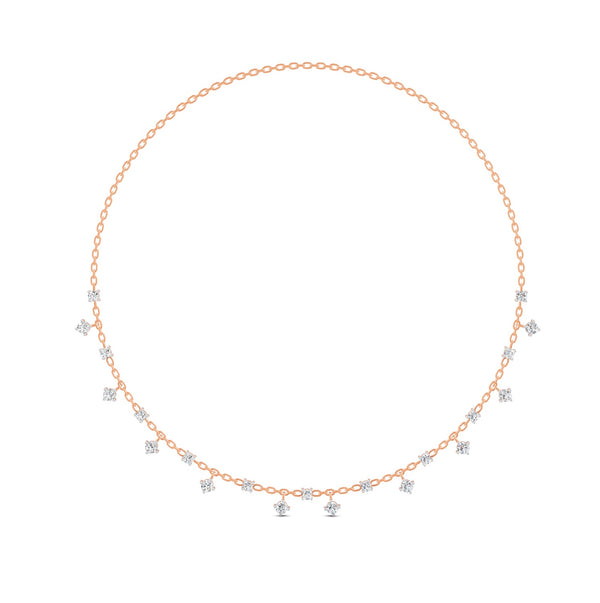 0.76 Ct Round Cut Moissanite Minimalist Chain Necklace In 14K Yellow Gold Plated