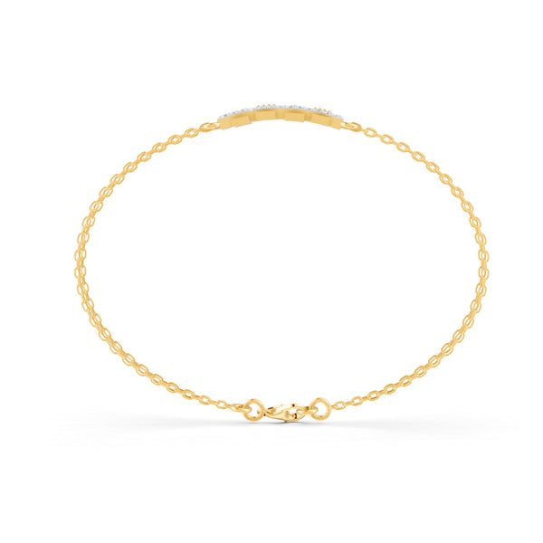 0.27 Ct Round Cut Moissanite Minimalist Bar Chain Bracelet 14K Yellow Gold Plated