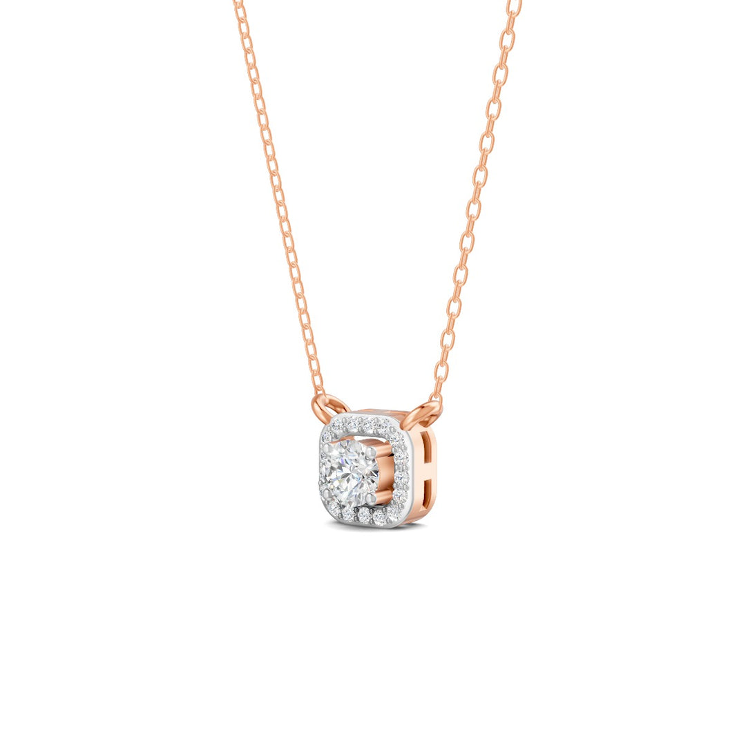 0.30 Ct Round Cut Moissanite Women's Halo Necklace Pendant 14K Gold Plated