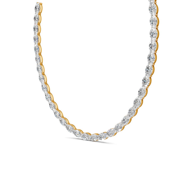 6.20 Ct Oval Cut Moissanite Tennis Necklace 14K Yellow Gold Plated