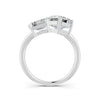 4.17 Ct Emerald & Asscher Cut Real Moissanite Toi Et Moi Ring 14K Yellow Gold Plated