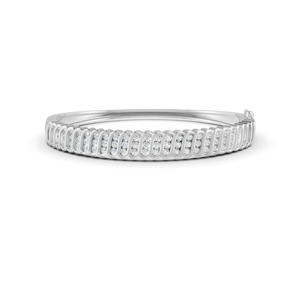 1.90 Ct Round Cut Natural Moissanite Women's Bangle Bracelets 14K Gold Plated