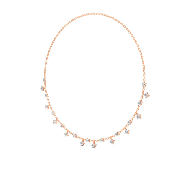 0.76 Ct Round Cut Moissanite Minimalist Chain Necklace In 14K Yellow Gold Plated