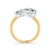 4.17 Ct Emerald & Asscher Cut Real Moissanite Toi Et Moi Ring 14K Yellow Gold Plated