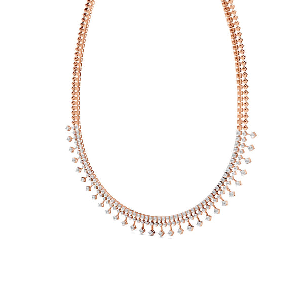 4.51 Ct Round Cut Moissanite Fringe Statement Necklace In 14K Yellow Gold Plated