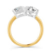 4 Ct Emerald & Round Cut Real Moissanite Toi Et Moi Ring 14K Yellow Gold Plated