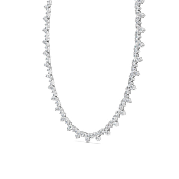 16.90 Ct Round Cut Moissanite Floral Cluster Tennis Necklace 14K Yellow Gold Plated