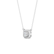 0.30 Ct Round Cut Moissanite Women's Halo Necklace Pendant 14K Gold Plated
