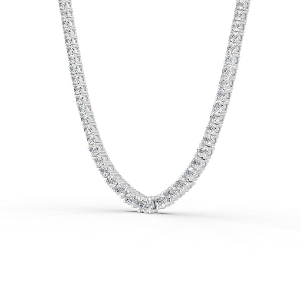 17.54 Ct Round Cut Graduation Moissanite Tennis Necklace 14K Yellow Gold Plated