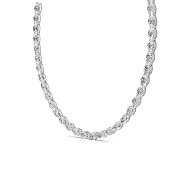 6.20 Ct Oval Cut Moissanite Tennis Necklace 14K Yellow Gold Plated
