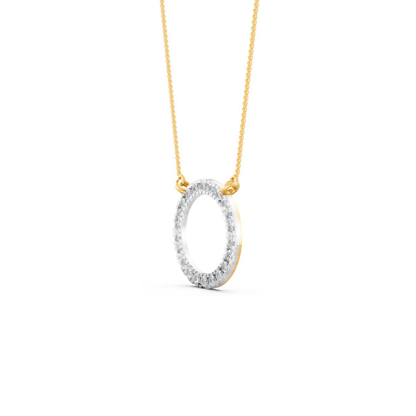 0.34Ct Round Cut Moissanite Circle Pendant Necklace 14K Yellow Gold Plated