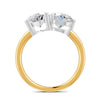 3.32 Ct Oval & Round Cut Real Moissanite Toi Et Moi Ring 14K Yellow Gold Plated