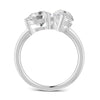 3.80 Ct Pear & Round Cut Real Moissanite Toi Et Moi Ring 14K Yellow Gold Plated