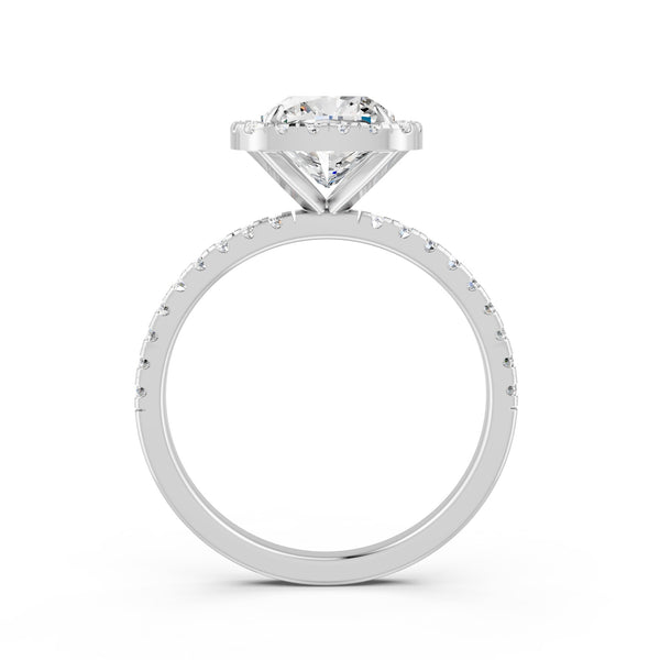 2.09 Ct Cushion & Round Cut Moissanite Engagement Ring 14K Gold Plated