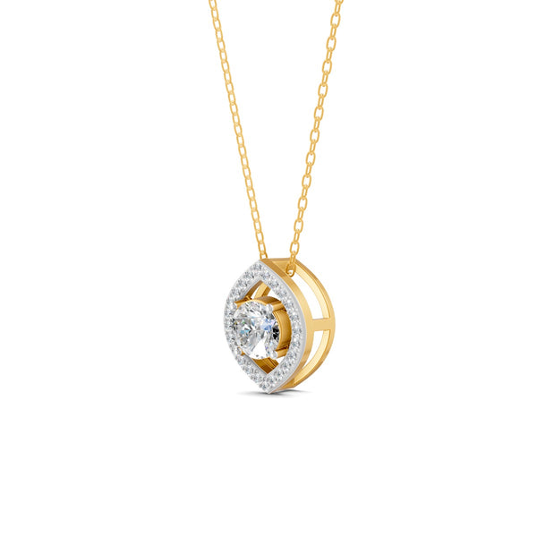 0.56 Ct Round Cut Moissanite Women's Cluster Necklace Pendant 14K Gold Plated