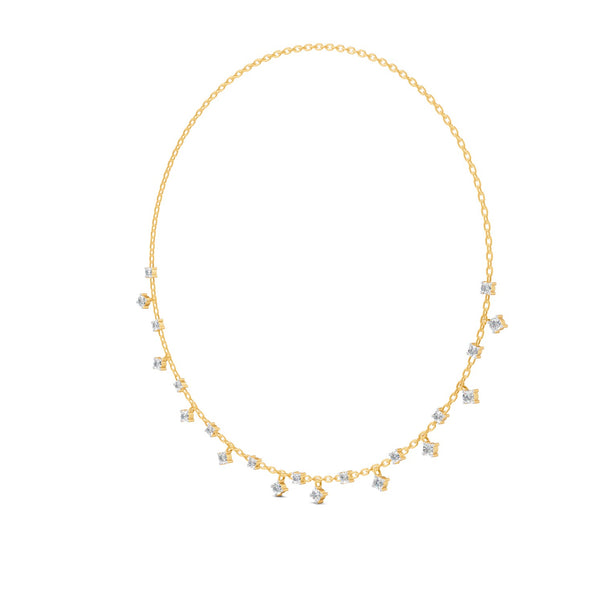 0.76 Ct Round Cut Moissanite Minimalist Chain Necklace In 14K Yellow Gold Plated