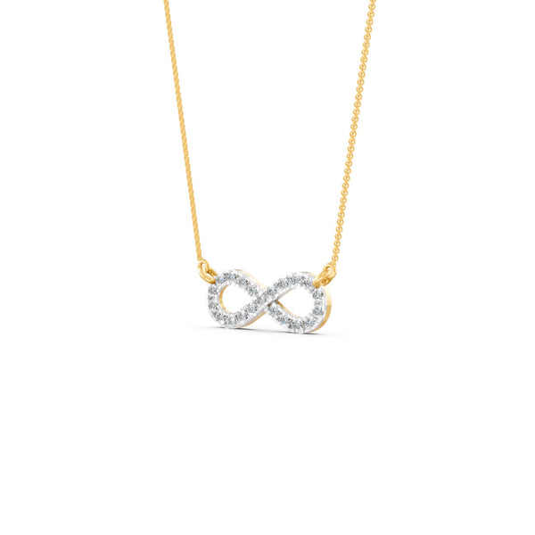 0.33Ct Round Cut Moissanite Infinity Pendant Necklace 14K Yellow Gold Plated