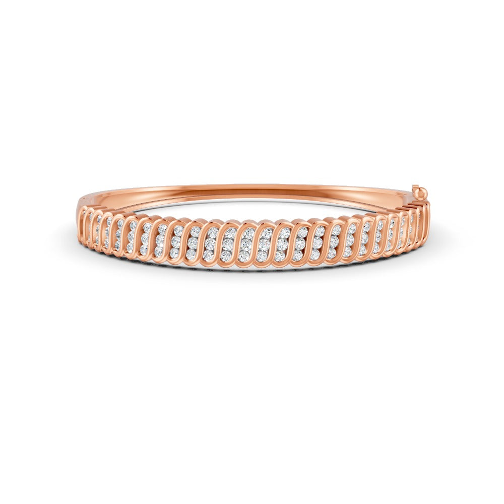 1.90 Ct Round Cut Natural Moissanite Women's Bangle Bracelets 14K Gold Plated