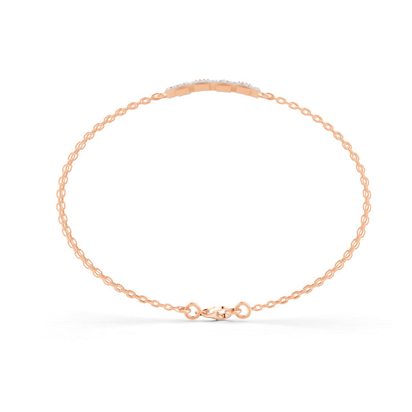 0.27 Ct Round Cut Moissanite Minimalist Bar Chain Bracelet 14K Yellow Gold Plated