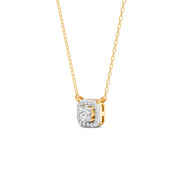 0.30 Ct Round Cut Moissanite Women's Halo Necklace Pendant 14K Gold Plated