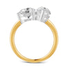 3.80 Ct Pear & Round Cut Real Moissanite Toi Et Moi Ring 14K Yellow Gold Plated