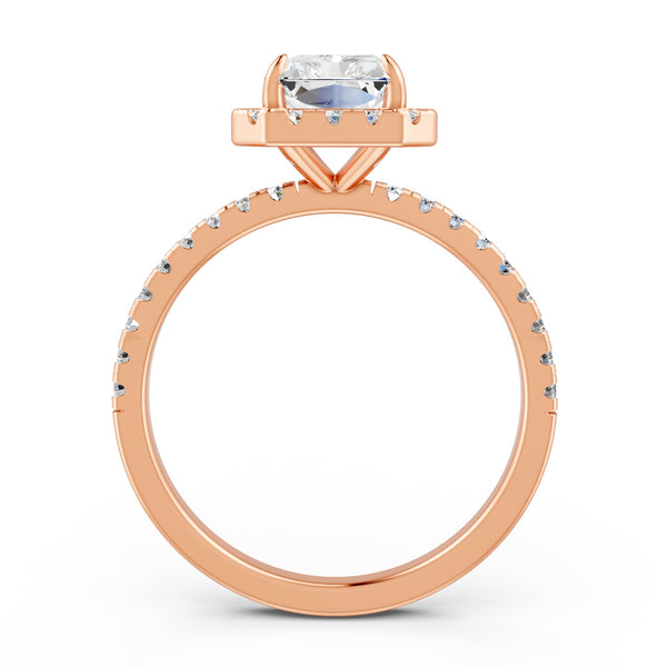 2.15Ct Emerald Cut Moissanite Halo Engagement Ring 14K Gold Plated