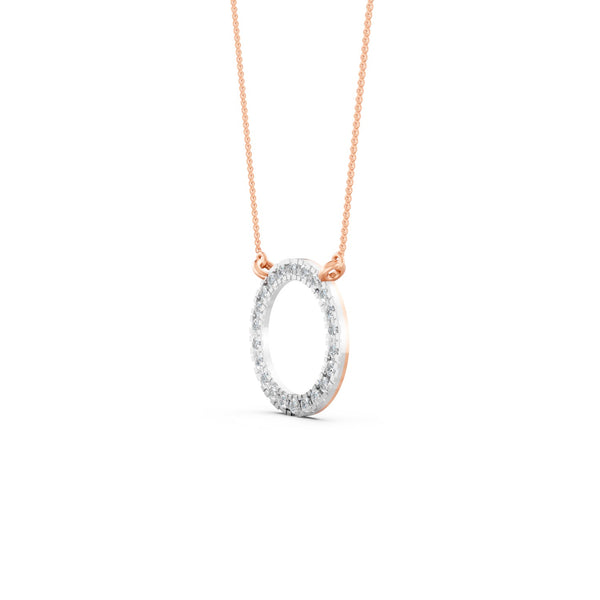 0.34Ct Round Cut Moissanite Circle Pendant Necklace 14K Yellow Gold Plated