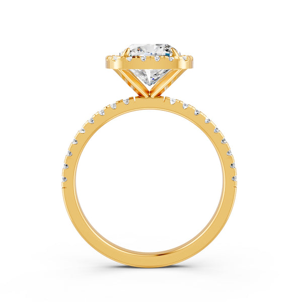 2.09 Ct Cushion & Round Cut Moissanite Engagement Ring 14K Gold Plated
