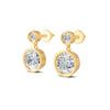 1.83 Ct Round Cut Moissanite Bezel Set Dangle Drop Earrings 14K Yellow Gold Plated