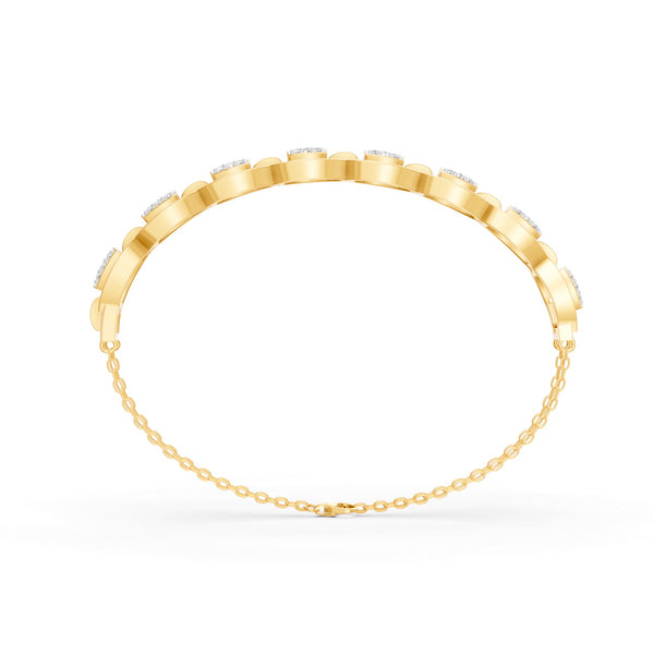 0.84 Ct Round Cut Moissanite Geometric Cluster Link Bracelet 14K Yellow Gold Plated