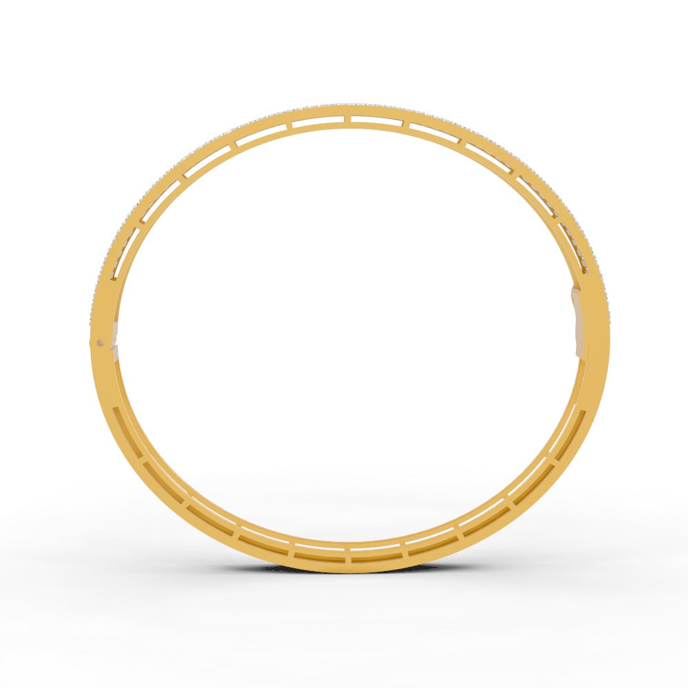 3.79 Ct Baguette & Round Natural Moissanite Women's Bangle Bracelet 14K Gold Plated