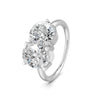 3.32 Ct Oval & Round Cut Real Moissanite Toi Et Moi Ring 14K Yellow Gold Plated