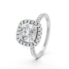 2.09 Ct Cushion & Round Cut Moissanite Engagement Ring 14K Gold Plated