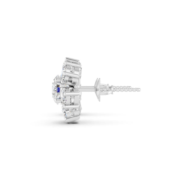 8.45Ct Rund & Oval Cut Moissanite Flower Stud Earrings 14K Gold Plated