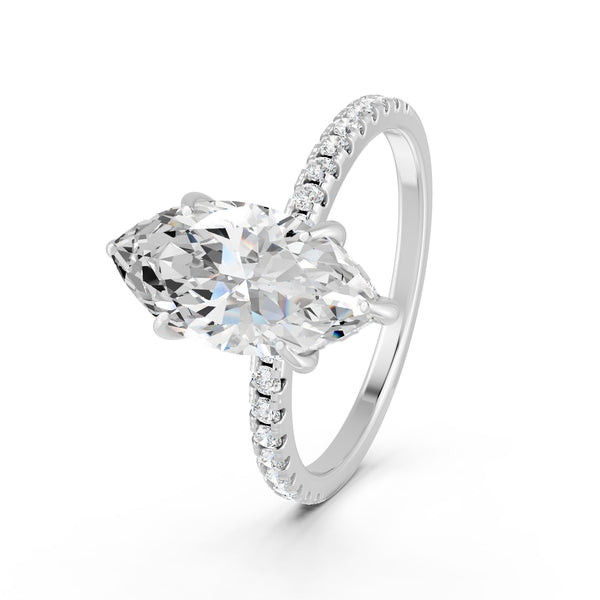 1.72Ct Marquise Cut Moissanite Hidden Halo Engegment Ring 14K Gold Plated
