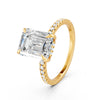 2.80Ct Emerald & Round Cut Moissanite Engagement Ring 14K Gold Plated