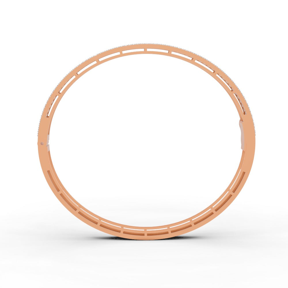 3.79 Ct Baguette & Round Natural Moissanite Women's Bangle Bracelet 14K Gold Plated