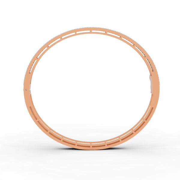 3.79 Ct Baguette & Round Natural Moissanite Women's Bangle Bracelet 14K Gold Plated