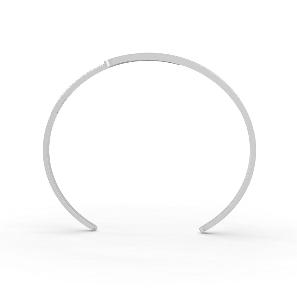 0.85 Ct Round Cut Natural Moissanite Women Cuff Bangle Bracelets 14K Gold Plated